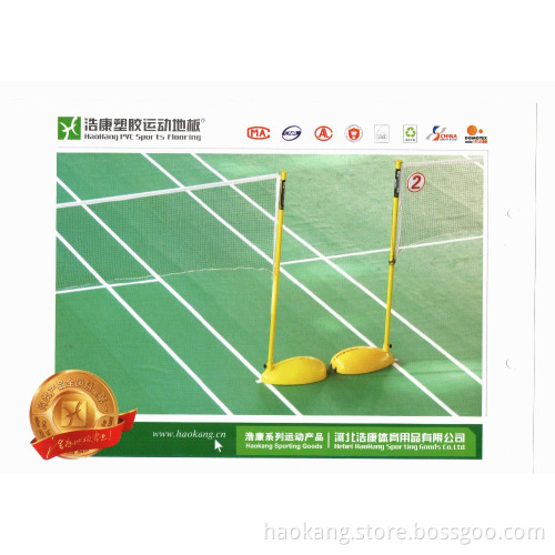 Badminton court floor equipment and net post